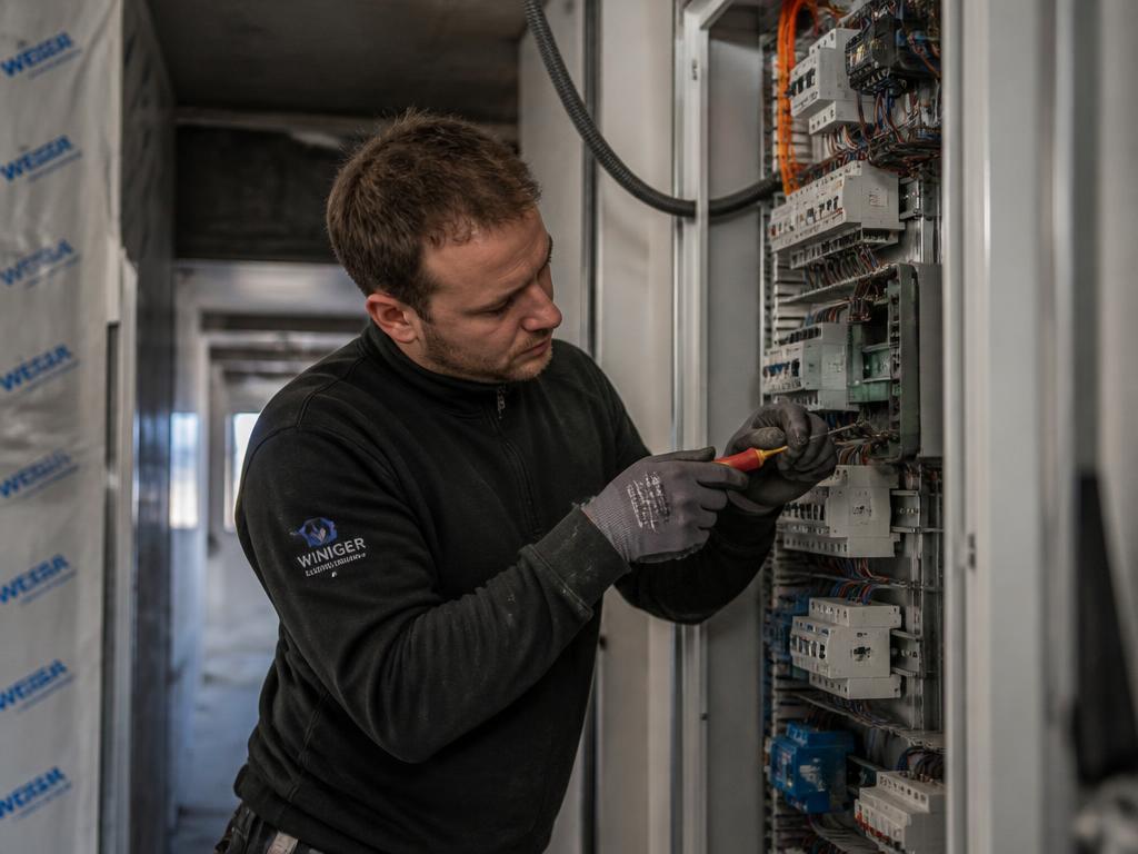 Elektriker bei einer Installation